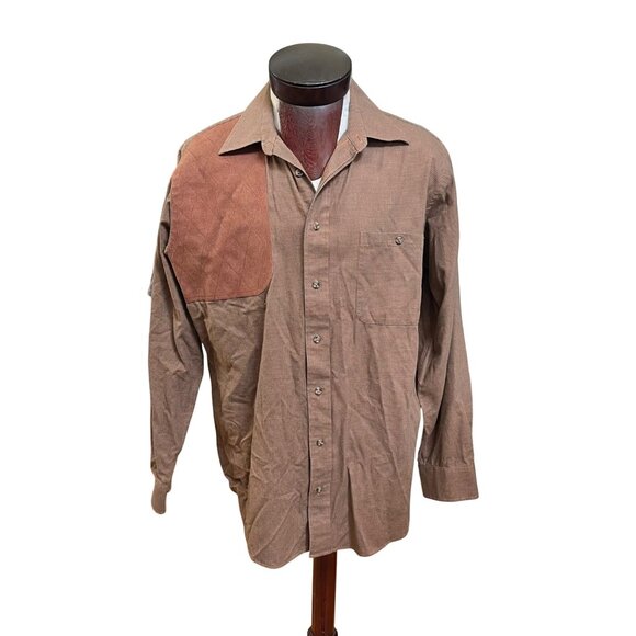 Viyella Mens Shooting Shirt Wool Blend Orange Green Houndstooth Long Slv Size Lg - Picture 1 of 9